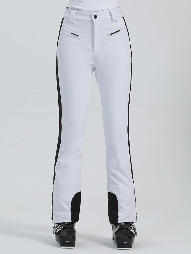 Les Odettes Gsou Snow women's slim high-stretch outdoor ski pants shown in black, designed for snowboarding and skiing.
