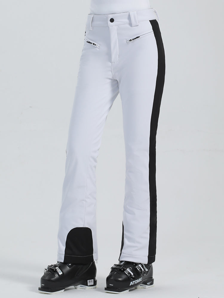 Les Odettes Gsou Snow Women's slim high stretch outdoor ski pants, black snowboard pants with fitted design and adjustable waistband.