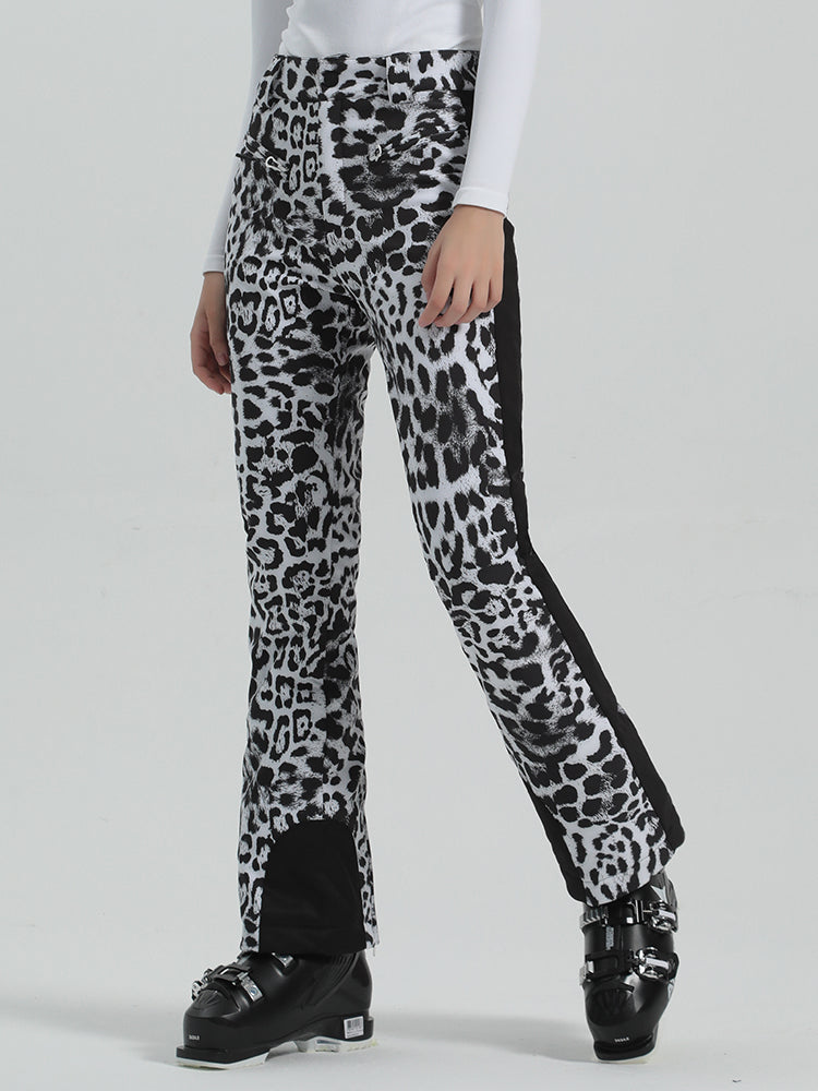 Les Odettes Gsou Snow women's slim high-stretch outdoor ski pants shown in black, designed for snowboarding and skiing.