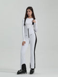 Les Odettes Gsou Snow Women's multi-color stretch fabric ski bibs, waterproof snowboard pants with adjustable straps and reinforced knees.