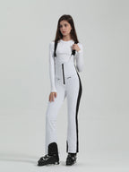 Les Odettes Gsou Snow Women's multi-color stretch fabric ski bibs, waterproof snowboard pants with adjustable straps and reinforced knees.