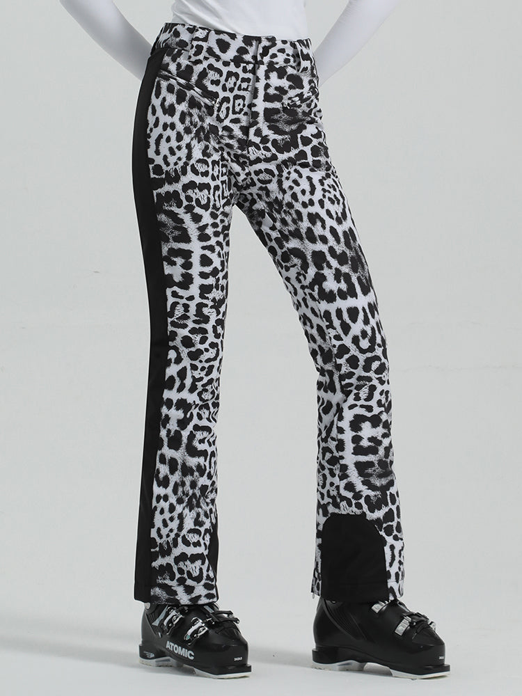 Les Odettes Gsou Snow women's slim high-stretch outdoor ski pants, black snowboard ski pants with secure zipper pockets.