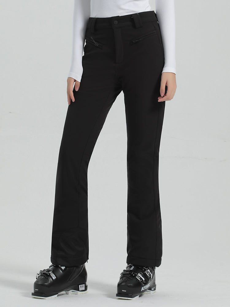 Les Odettes Gsou Snow Women's Slim High Stretch Ski Pants for outdoor snowboarding and skiing, black, fitted design.