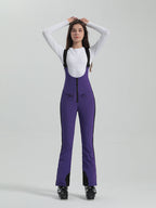 Les Odettes Gsou Snow Women's multi-color stretch fabric ski bibs, snowboard pants with adjustable straps and reinforced knees.