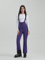Les Odettes Gsou Snow Women's multi-color stretch fabric ski bibs with adjustable straps and snow-resistant material.
