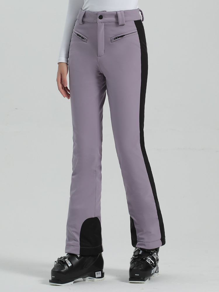 Les Odettes Gsou Snow Women's slim high-stretch outdoor ski pants with waterproof fabric and adjustable waist for winter sports.