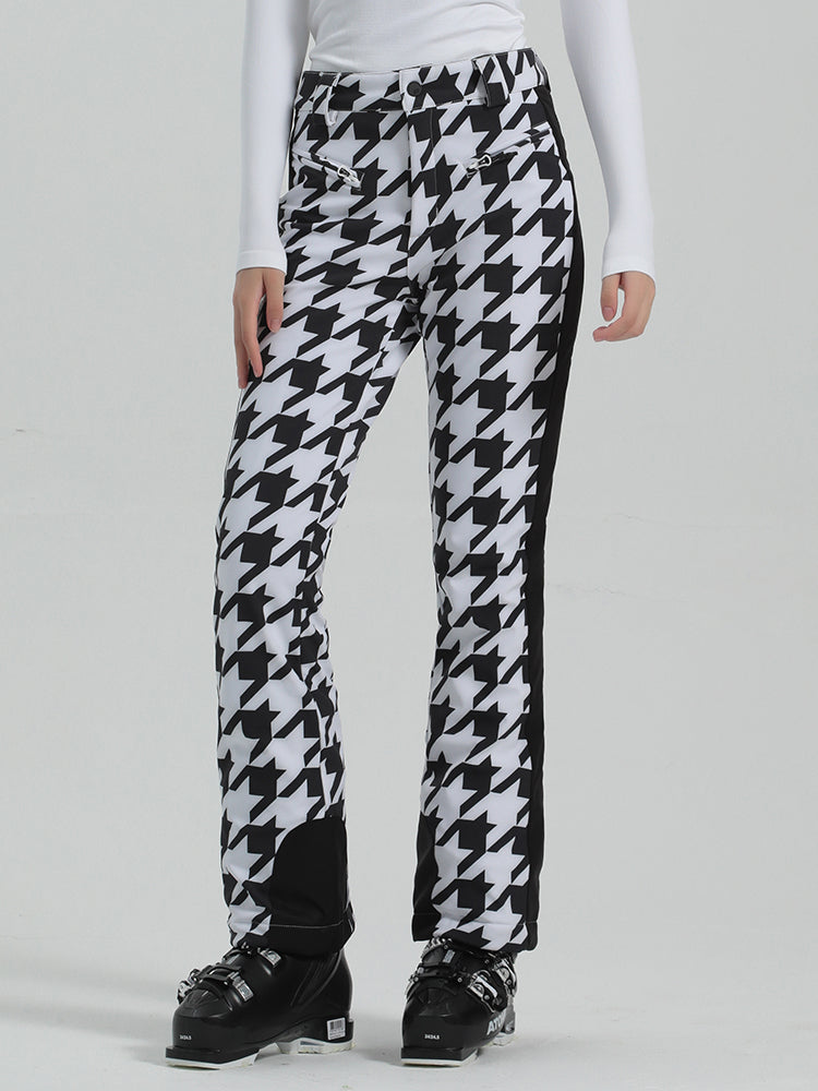 Les Odettes Gsou Snow women's slim high-stretch outdoor ski pants with a sleek black design and reinforced knee panels.