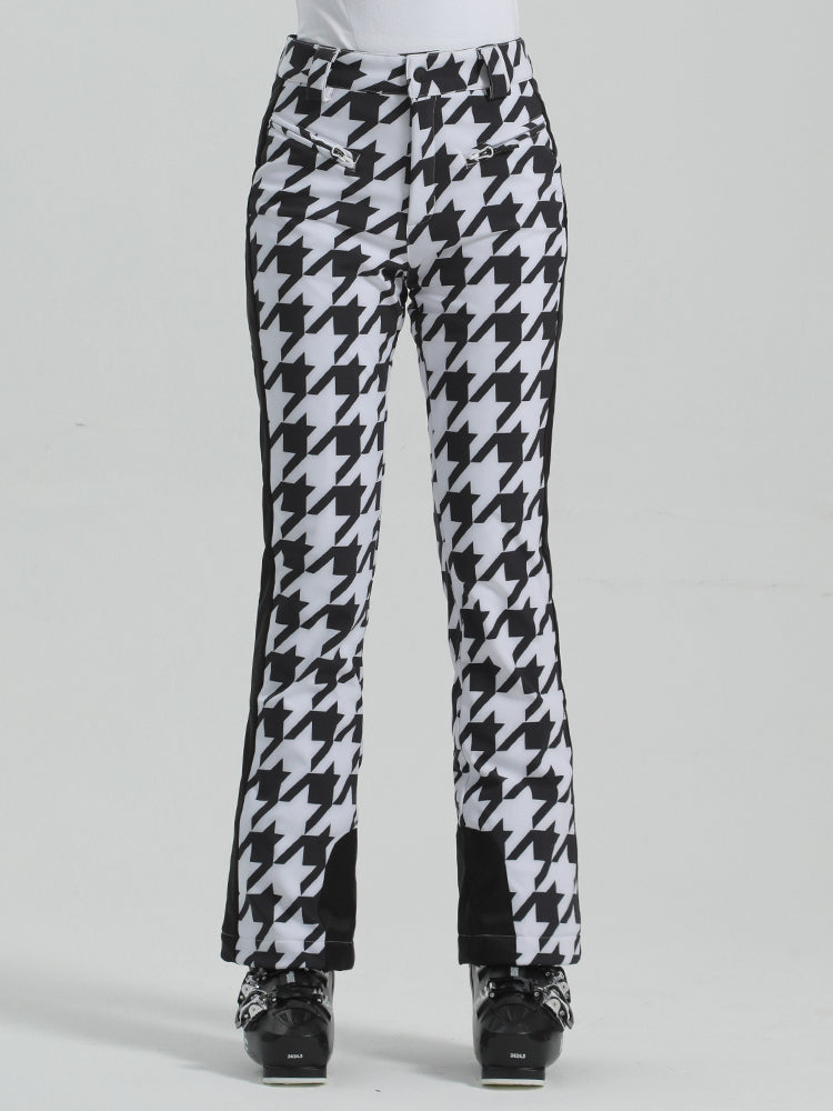 Les Odettes Gsou Snow women's slim high-stretch outdoor ski pants, designed for snowboarding and skiing, shown in black.
