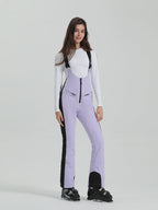Les Odettes Gsou Snow women's multi-color stretch fabric ski bibs, snowboarding or ski pants with adjustable straps and waterproof design.