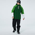 Men's winter snowboard suit by Les Odettes, impression zip snow suit with insulated design for cold weather snowboarding.