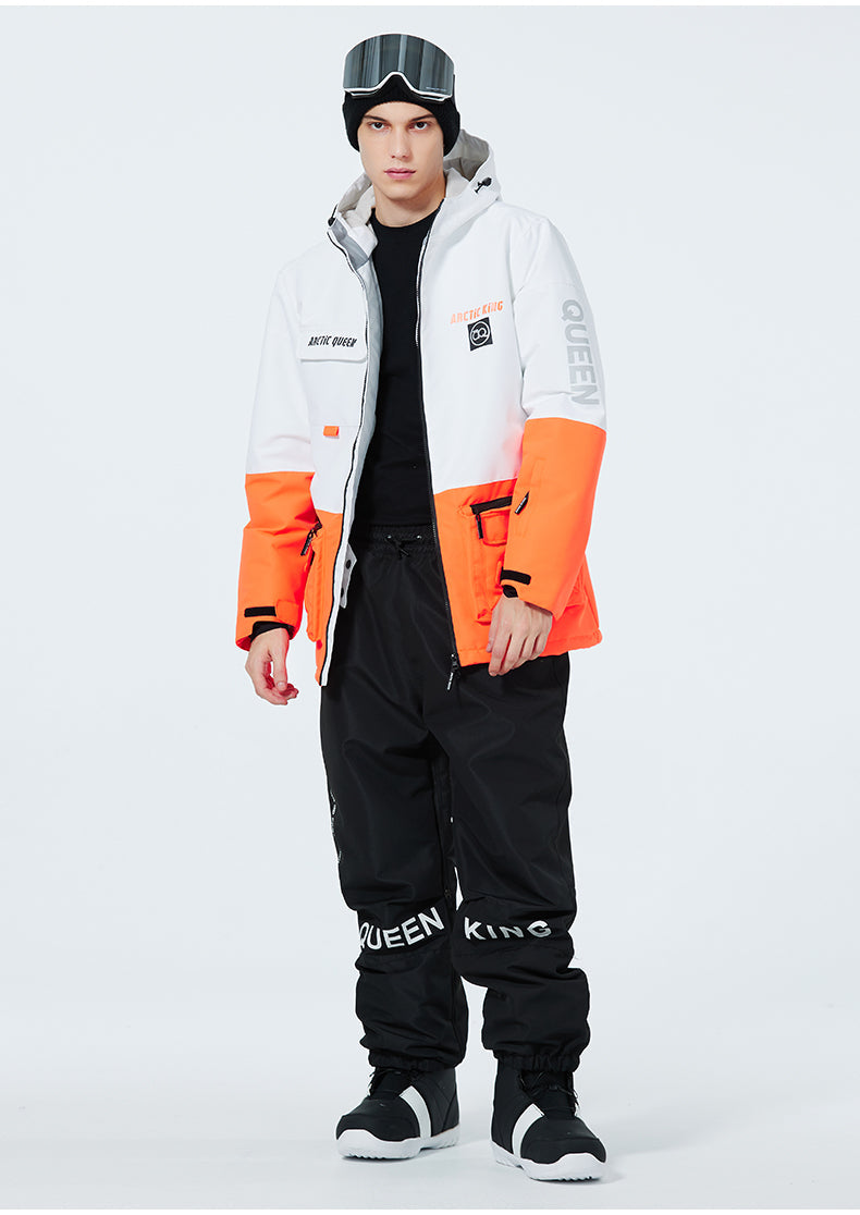 Men's Arctic King winter sport snowboard suit by Les Odettes, featuring a snow jacket and pants set with insulated, waterproof design.
