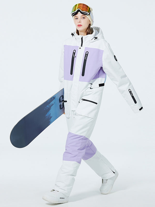 Women's Arctic Queen Slope Star Icon ski suit by Les Odettes, winter snow jumpsuit with a sleek one-piece design and star icon details.