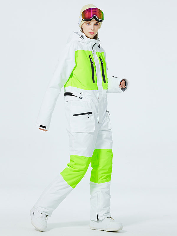 Women's Arctic Queen Slope Star Icon ski suit by Les Odettes, winter snow jumpsuit, one-piece with star icon design, suitable for cold weather.