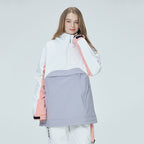 Women's Arctic Queen Mountain Star color block anorak snow jacket by Les Odettes, featuring vibrant winter-ready design and warm insulation.