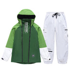 Men's winter snowboard suit by Les Odettes with a zip front, designed for warmth and snowboarding durability.
