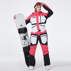 Women's SpeedPanda Alpine GlacierPro Extreme one-piece jumpsuit by Les Odettes, featuring a unisex mountain and glacier design.