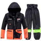 Men's Arctic King winter sport snowboard suit by Les Odettes, includes snow jacket and pants set with insulated, waterproof design.