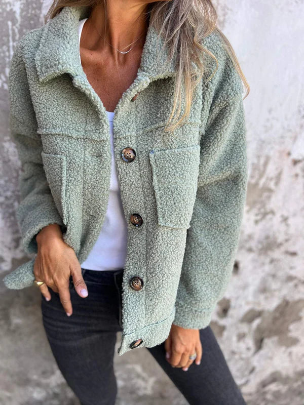 Marleau™ jacket with lapel collar by Les Odettes, stylish coat featuring a classic lapel design and tailored fit.