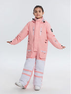 Kids' unisex Arctic Queen snowboarding snowsuit by Les Odettes, stylish one-piece ski suit with insulated, waterproof fabric.