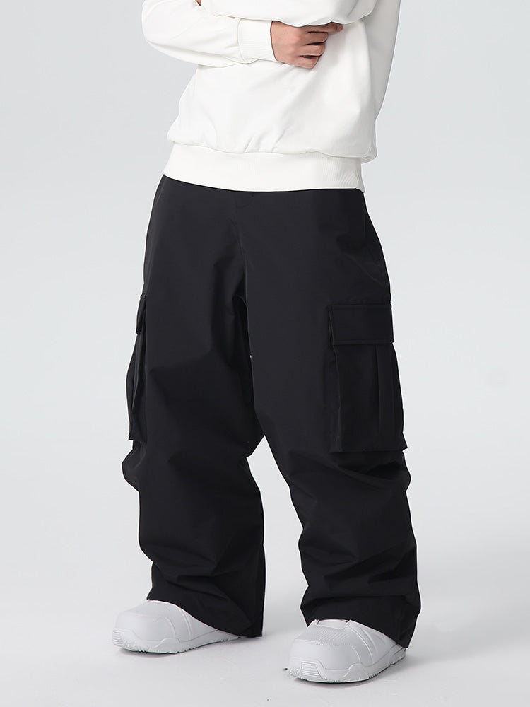 Men's Searipe durable mountain snow pants by Les Odettes, featuring a baggy fit and all-function design for winter outdoor activities.