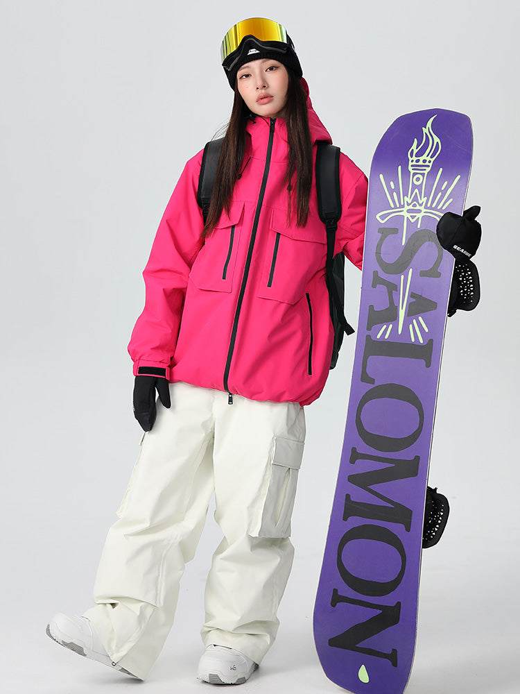 Men's Searipe durable mountain snowboard suit by Les Odettes, designed for all-weather mountain snowboarding activities.