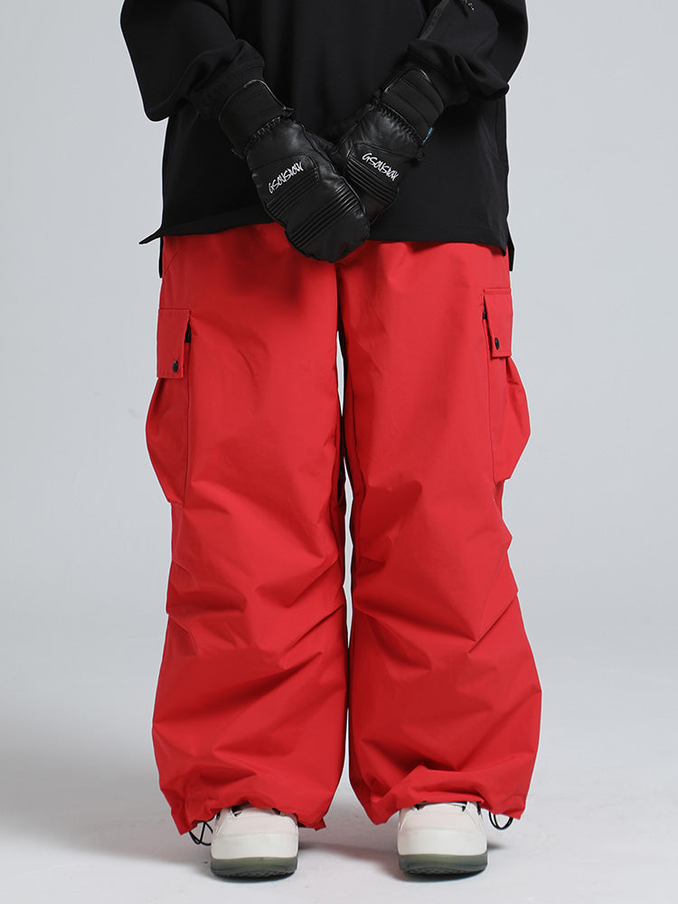 Men's Gsou Snow Mountain Chill freestyle baggy snowboarding pants by Les Odettes, showcasing durable waterproof fabric and relaxed fit.