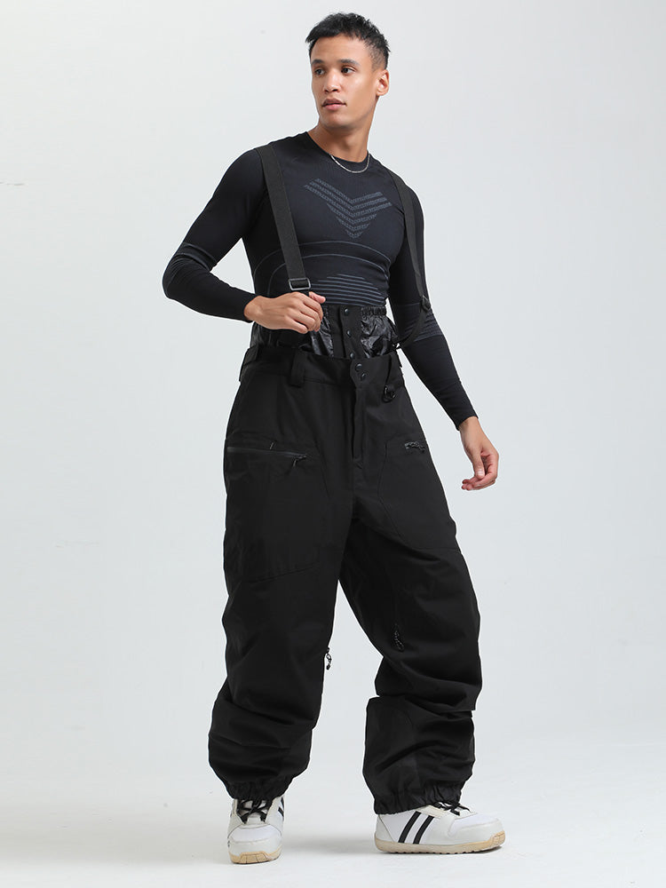 Men's Gsou Snow durable mountain pro all-function cargo snow bibs pants by Les Odettes, designed for winter outdoor activities.