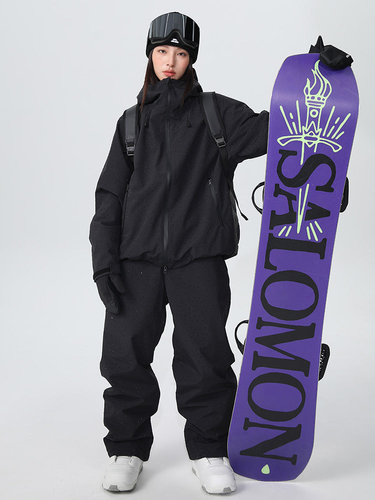 Women's SnowLuxe Spark Crystal Chic mountain snow suit by Les Odettes, featuring a stylish, insulated winter snow gear with sparkle details.