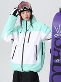 Les Odettes women's Searipe retro vibe color block snow jacket with a loose fit, featuring bold color blocks and winter-ready design.