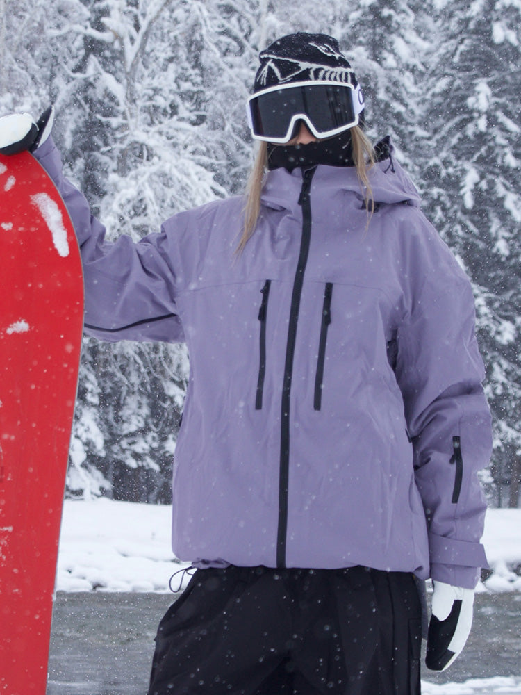 Women's rabbit fur-lined Snow ChillRider thermal mountain snow jacket by Les Odettes, featuring a winter-ready design and cozy fur trim.