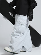 Men's Gsou Snow Mountain Chill freestyle baggy snowboard pants in black with adjustable waist and reinforced knees.