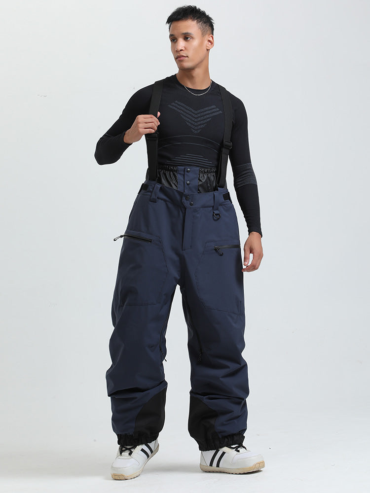 Men's Gsou Snow durable mountain cargo snow bibs pants by Les Odettes, designed for all-weather winter outdoor activities.