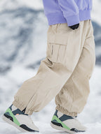 Men's rabbit snow streetwear cargo snow pants by Les Odettes with baggy fit and freestyle design, suitable for winter snow activities.