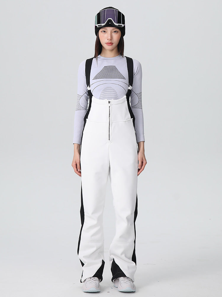 Women's Searipe Retro Vibe ski bibs overalls by Les Odettes, featuring stretch flare design, perfect for winter skiing.