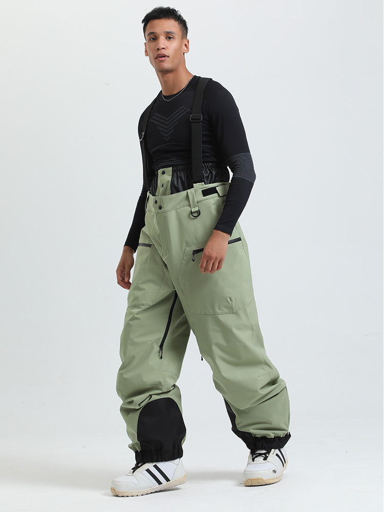 Men's Gsou Snow durable mountain cargo snow bibs pants by Les Odettes, designed for all-weather mountain activities.