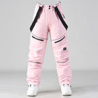 Men's Les Odettes IceGuard Snow Conqueror bib snow pants with adjustable straps, waterproof fabric, and insulated lining for cold weather.
