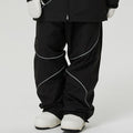 Men's ASHGREEN Winter Peak IcePro snowboard pants in black, featuring insulated snowboarding gear with reinforced knees and adjustable waist