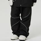 Men's ASHGREEN Winter Peak IcePro snowboard pants in black, featuring insulated snowboarding gear with reinforced knees and adjustable waist