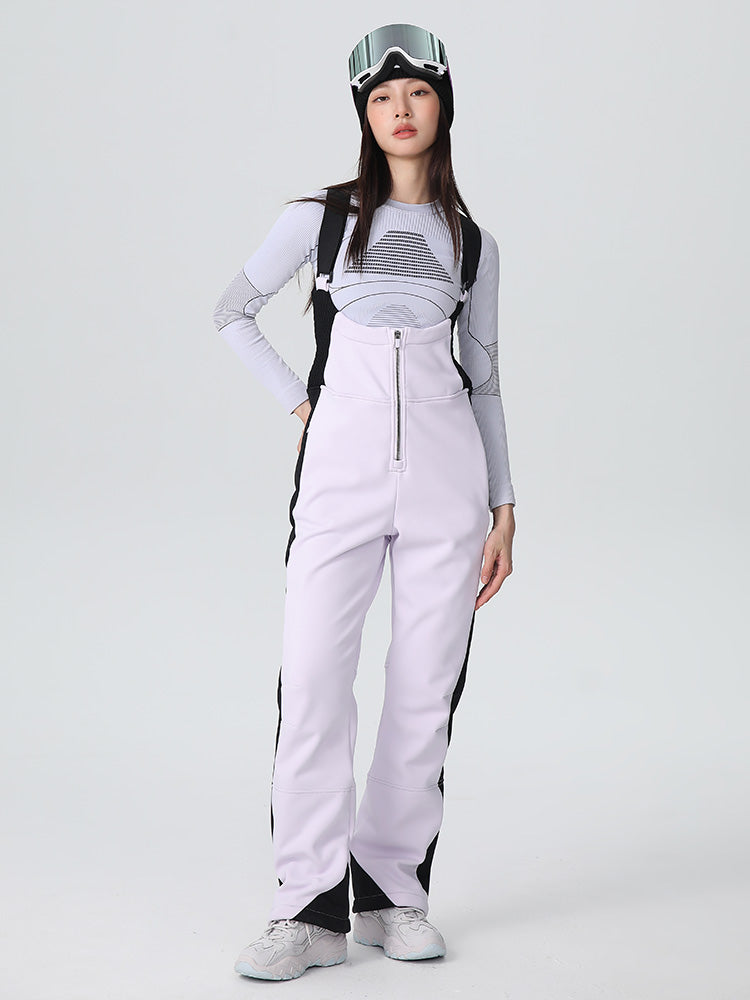 Women's Searipe Retro Vibe elegant stretch flare ski bibs overalls by Les Odettes, featuring a stylish retro design and comfortable fit.
