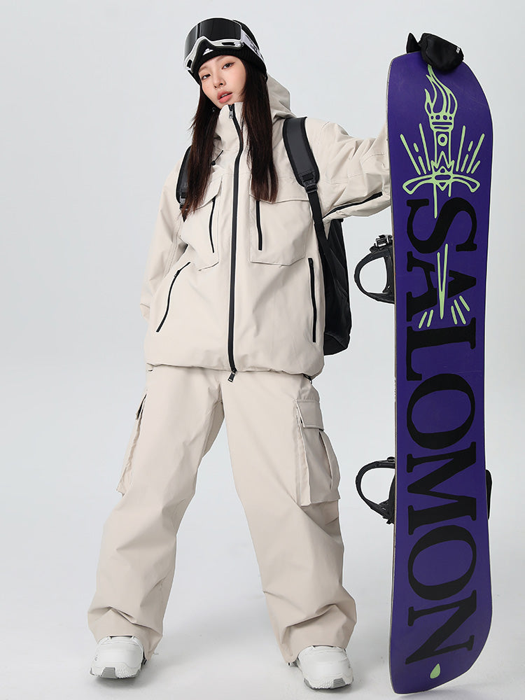 Men's Searipe mountain snowboard suit by Les Odettes, durable all-function snow suit with a waterproof design and insulated exterior.