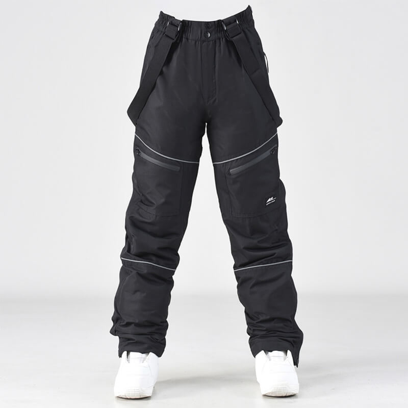 Men's Les Odettes IceGuard Snow Conqueror bib overalls, men's snow pants with waterproof fabric and adjustable straps for winter snow activities.