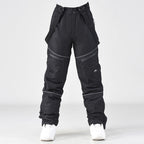 Men's Les Odettes IceGuard Snow Conqueror bib overalls, men's snow pants with waterproof fabric and adjustable straps for winter snow activities.