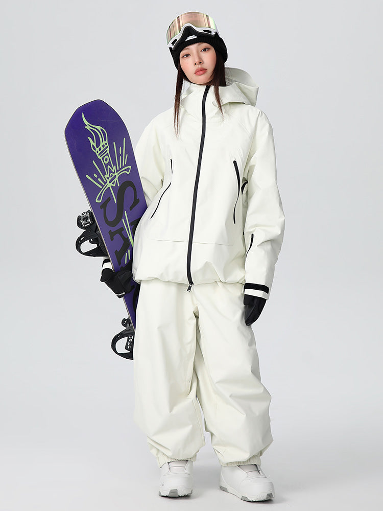 Men's Searipe unisex durable mountain snow suit by Les Odettes, weather-resistant baggy snow gear for winter outdoor activities.