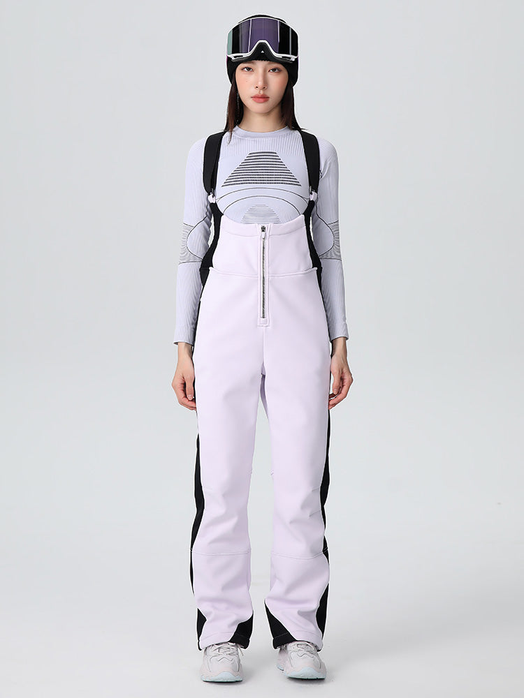 Women's Les Odettes Searipe Retro Vibe stretch flare ski bibs overalls, featuring a stylish and comfortable fit for winter sports.