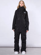 Les Odettes men's RAWRWAR high land cargo snowsuit, one-piece winter suit with multiple pockets and durable fabric, designed for cold weather.