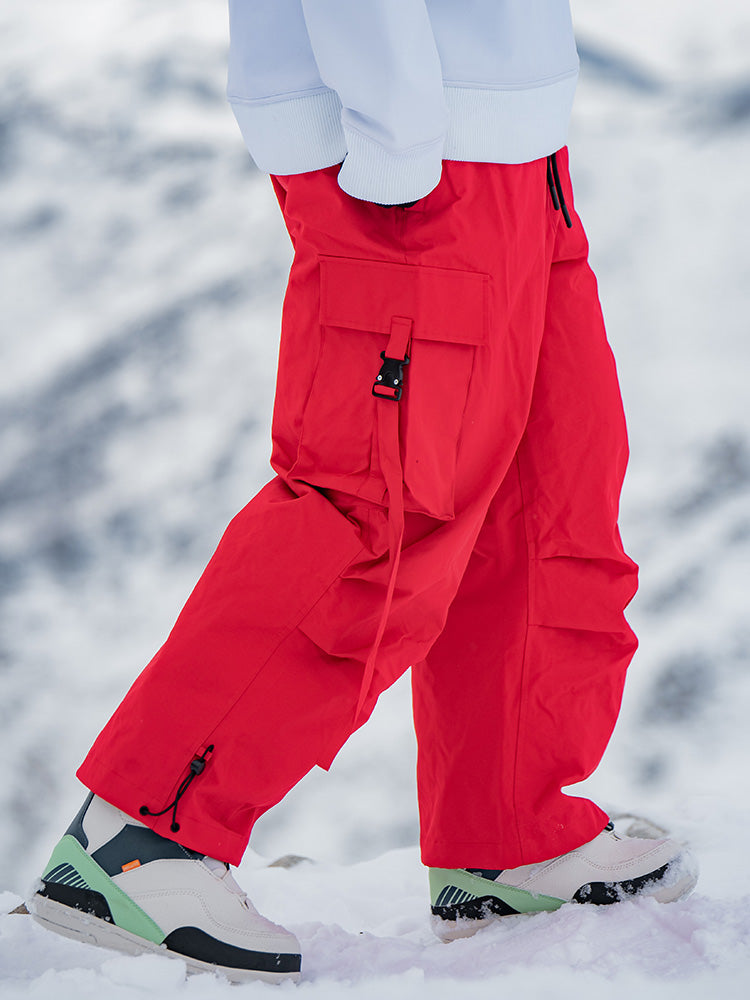Men's Rabbit Snow UrbanRush Prime Cargo Baggy Snow Pants by Les Odettes, featuring a relaxed fit and winter-ready design.