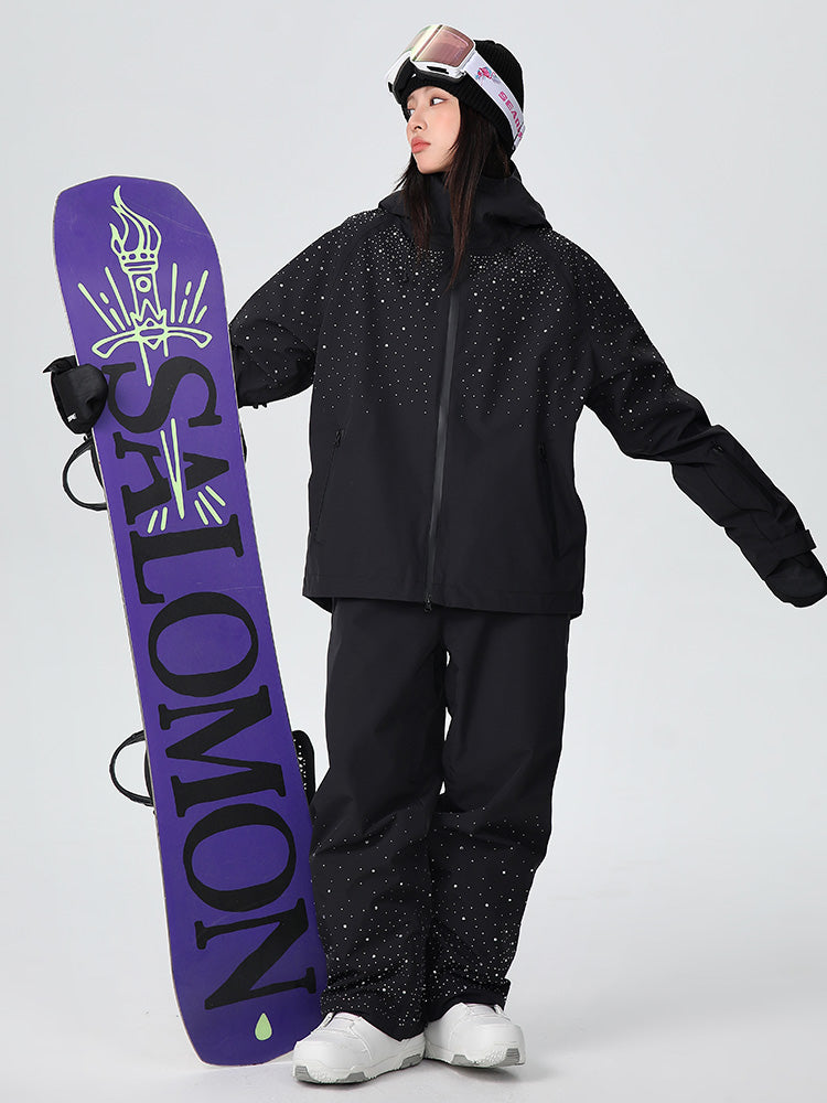 Women's SnowLuxe Spark Crystal Chic Mountain Snow Suit by Les Odettes, featuring a stylish, insulated winter snow suit with sparkling details.