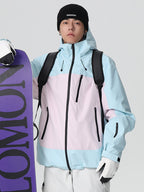 Women's Searipe Retro Vibe color block baggy snow jacket by Les Odettes, featuring a stylish winter coat with bold color blocks.