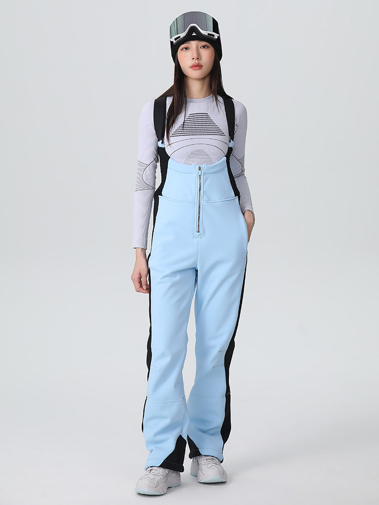 Women's Les Odettes Searipe Retro Vibe ski overalls with elegant stretch flare ski pants, featuring a stylish winter design.