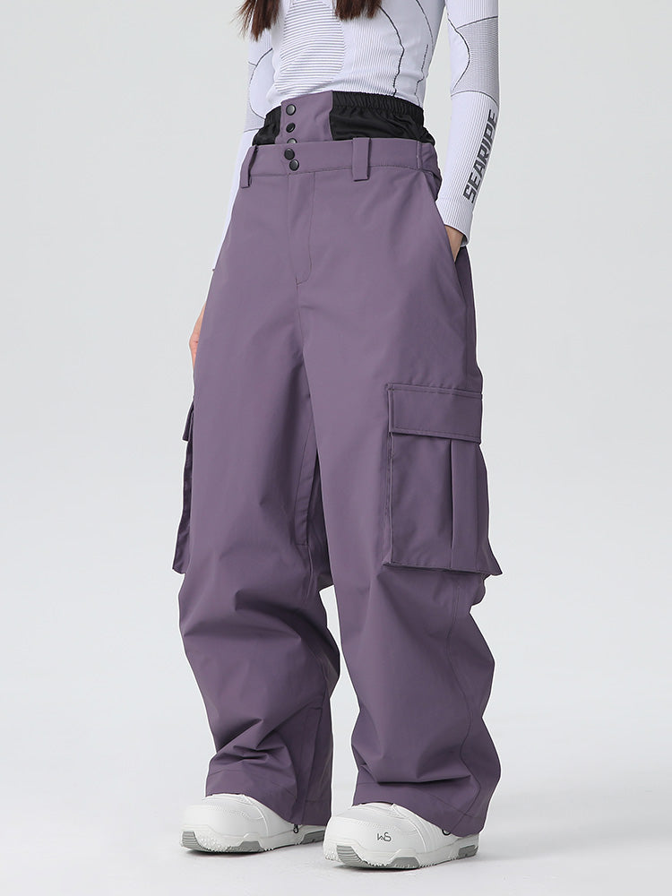 Les Odettes women's snow pants, Searipe Durable Mountain Pro all-function baggy snow pants for winter outdoor activities.